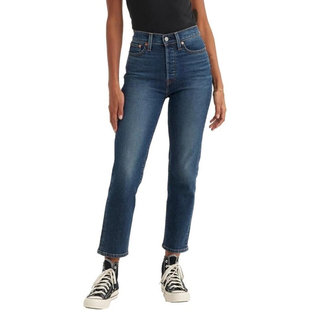 Levis Women's 24 X 28 Wedgie Straight Jeans High Rise Dark Wash Cotton N0415